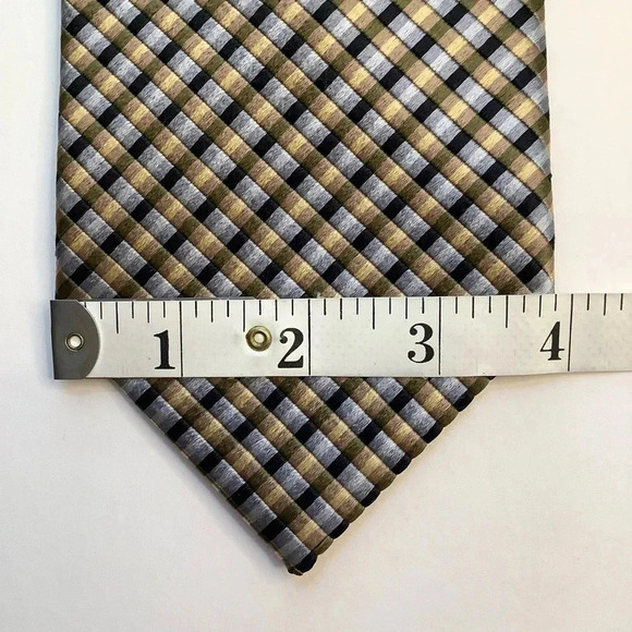 BRITCHES Gold & Silver Woven Italian Silk Stripe Tie - Picture 9 of 11